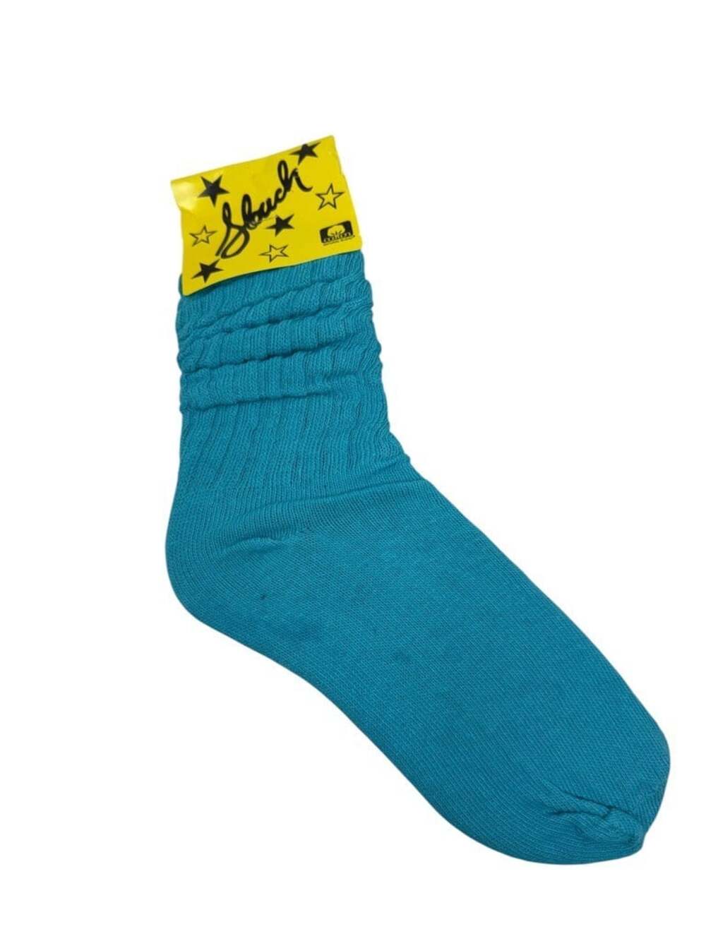 Vintage 80s Slouch Socks Teal Turquoise Cotton Scrunch NWT USA 9-11